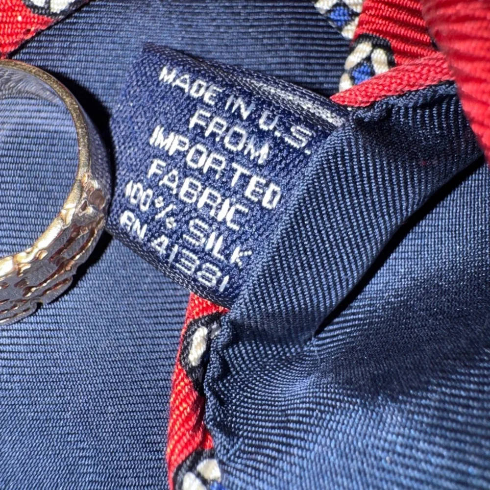 Vintage Polo‎ Ralph Lauren Silk Tie Red Geometric Medallion Handmade USA